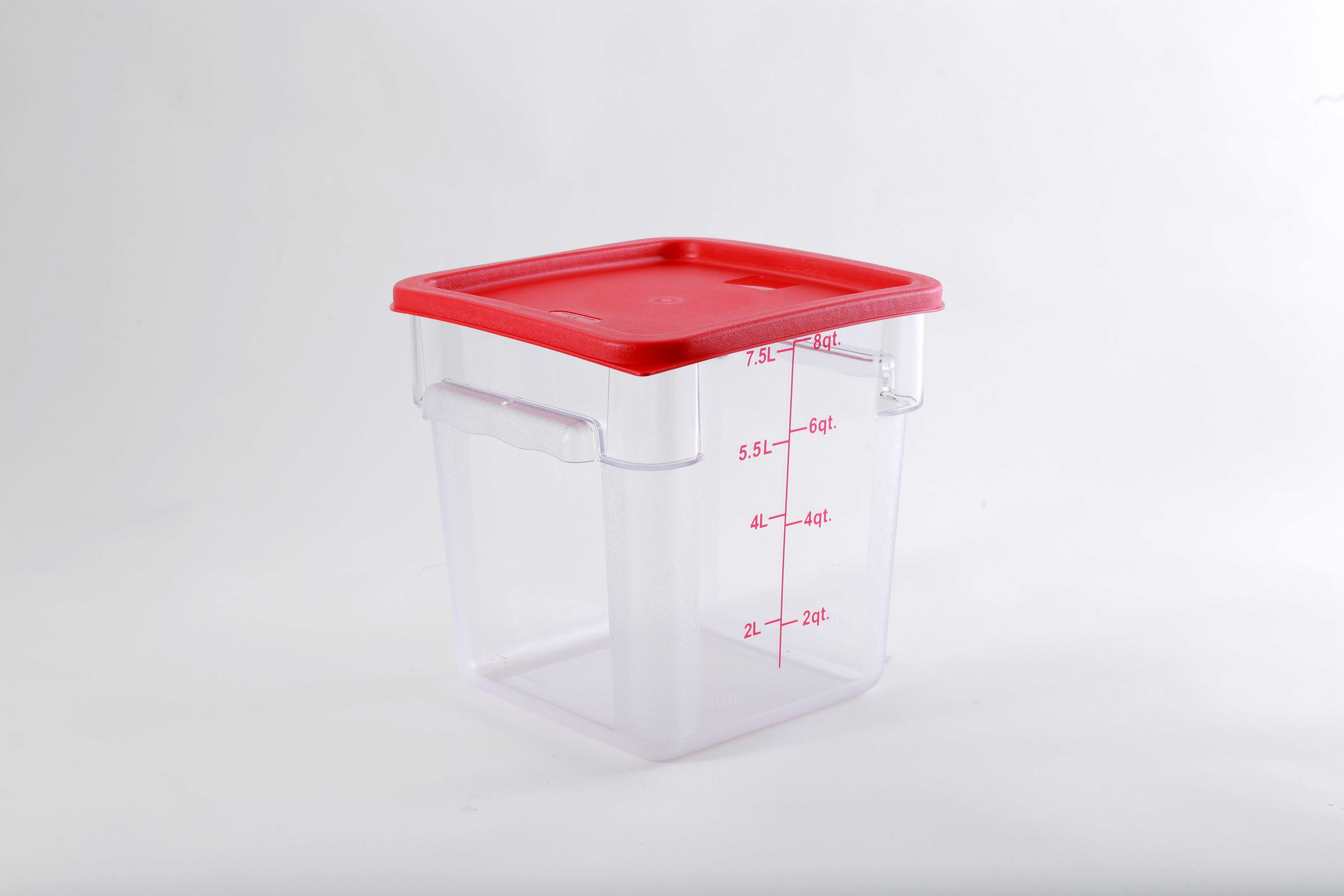 Hakka 8 Qt Commercial Grade Square Food Storage Containers with Lids,Polycarbonate,Clear - Case of 5