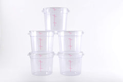 Clivia 6 Qt Commercial Grade Round Food Storage Containers With Lids,Polycarbonate,Clear - Case of 5