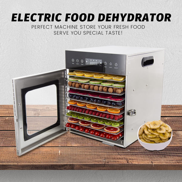 10 Tray Food Dehydrator Machine Stainless Steel Meat Jerky Dryer