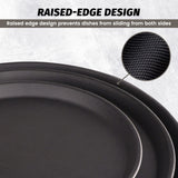 Clivia 6 Pack Restaurant Grade Non-Slip Tray, Fiberglass Serving Trays, Round, 11-inch, Plastic, Black