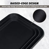 Clivia 6 Pack Restaurant Grade Non-Slip Tray,Fiberglass Serving Trays,Rectangular,17.9 x 13.9 Inch,Plastic,Black