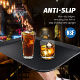 Clivia 6 Pack Restaurant Grade Non-Slip Tray,Fiberglass Serving Trays,Rectangular,17.9 x 13.9 Inch,Plastic,Black