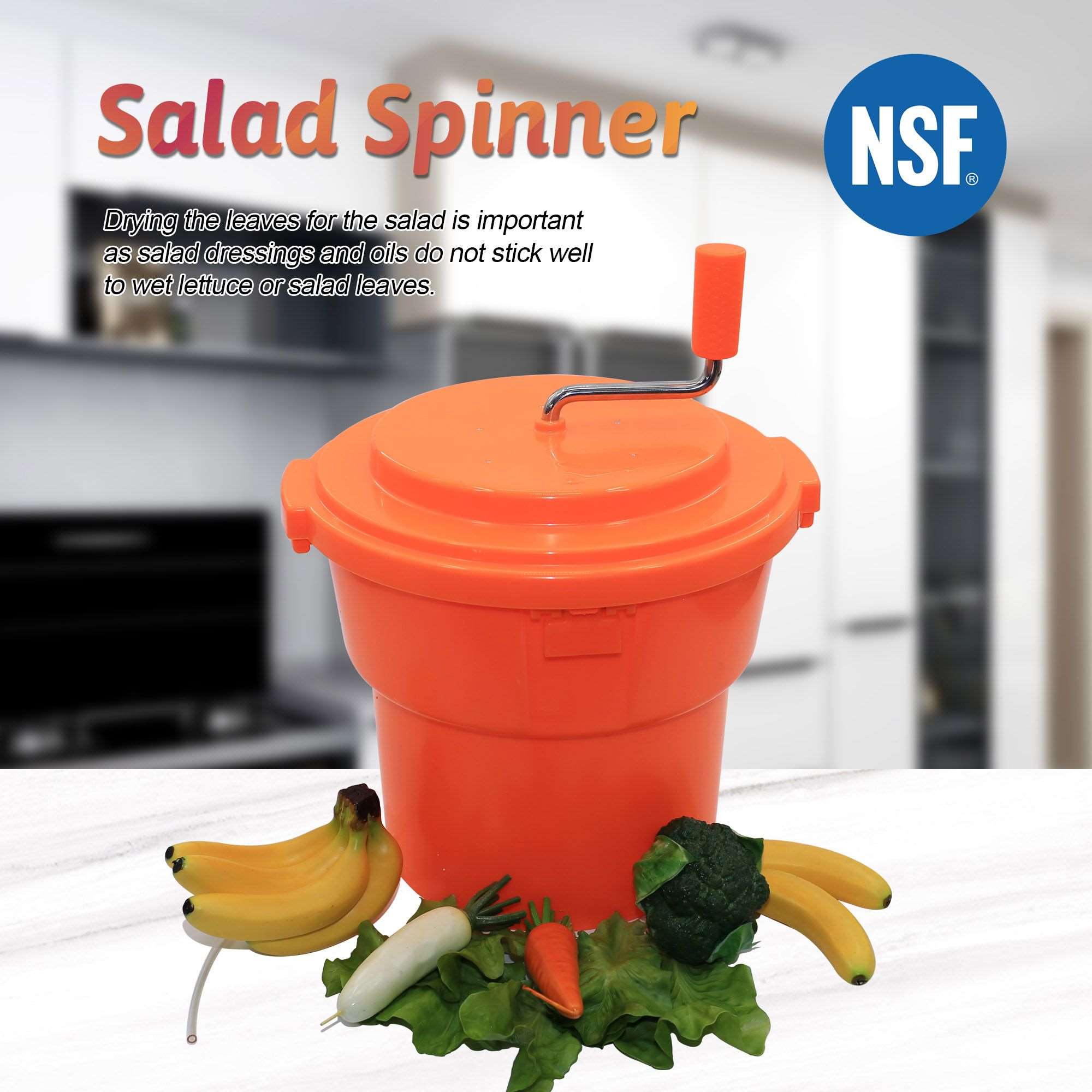 Clivia 2.5 Gal/10 Qt Large Salad Spinner Manual Salad Dryer with Handl –  Hakka Brothers Corp