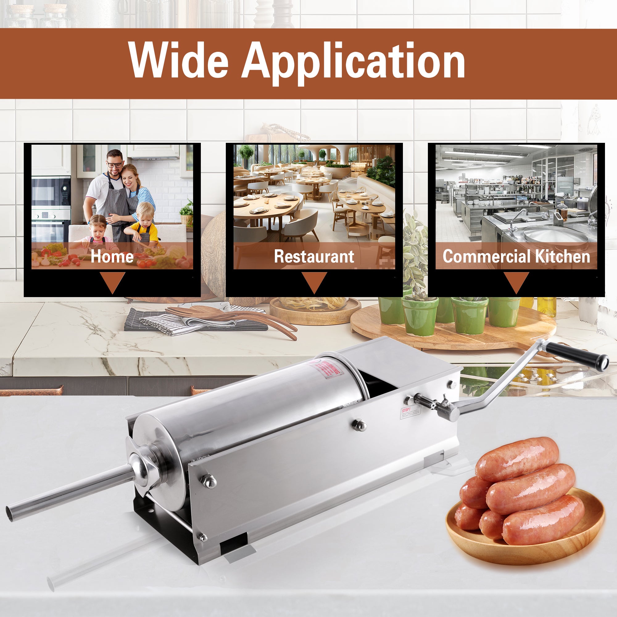 Hakka Horizontal 11LBS 5L Sausage Stuffer Stainless Steel