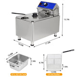 EasyRose 11.8L Commercial Electric Deep Fryer with Basket, 1800W, 304 Stainless Steel, 122–392°F