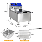 EasyRose 10L Commercial Electric Deep Fryer, 1800W Countertop, 304 Stainless Steel Tank, 122–392°F
