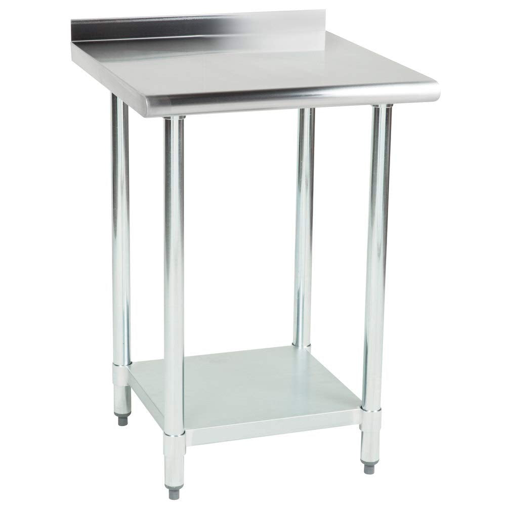 Hakka 30" x 30" 18 Gauge 430 Economy Stainless Steel Commercial Work Table with Undershelf and 2" Rear Upturn