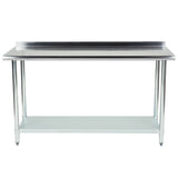 Hakka 24" x 60" 18 Gauge 430 Economy Stainless Steel Commercial Work Table with Undershelf and 2" Rear Upturn