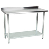 Hakka 30" x 48" 18 Gauge 430 Economy Stainless Steel Commercial Work Table with Undershelf and 2" Rear Upturn