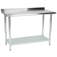 Hakka Brothers 30" x 48" 18 Gauge 430 Economy Stainless Steel Commercial Work Table with Undershelf and 2" Rear Upturn