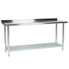 Hakka Brothers 30" x 72" 18 Gauge 430 Economy Stainless Steel Commercial Work Table with Undershelf and 2" Rear Upturn