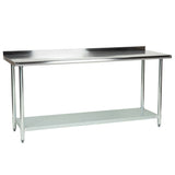 Hakka 30" x 72" 18 Gauge 430 Economy Stainless Steel Commercial Work Table with Undershelf and 2" Rear Upturn
