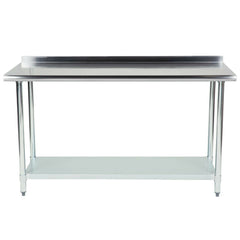 Hakka 30" x 60" 18 Gauge 430 Economy Stainless Steel Commercial Work Table with Undershelf and 2" Rear Upturn