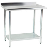 Hakka 24" x 36" 18 Gauge 430 Economy Stainless Steel Commercial Work Table with Undershelf and 2" Rear Upturn