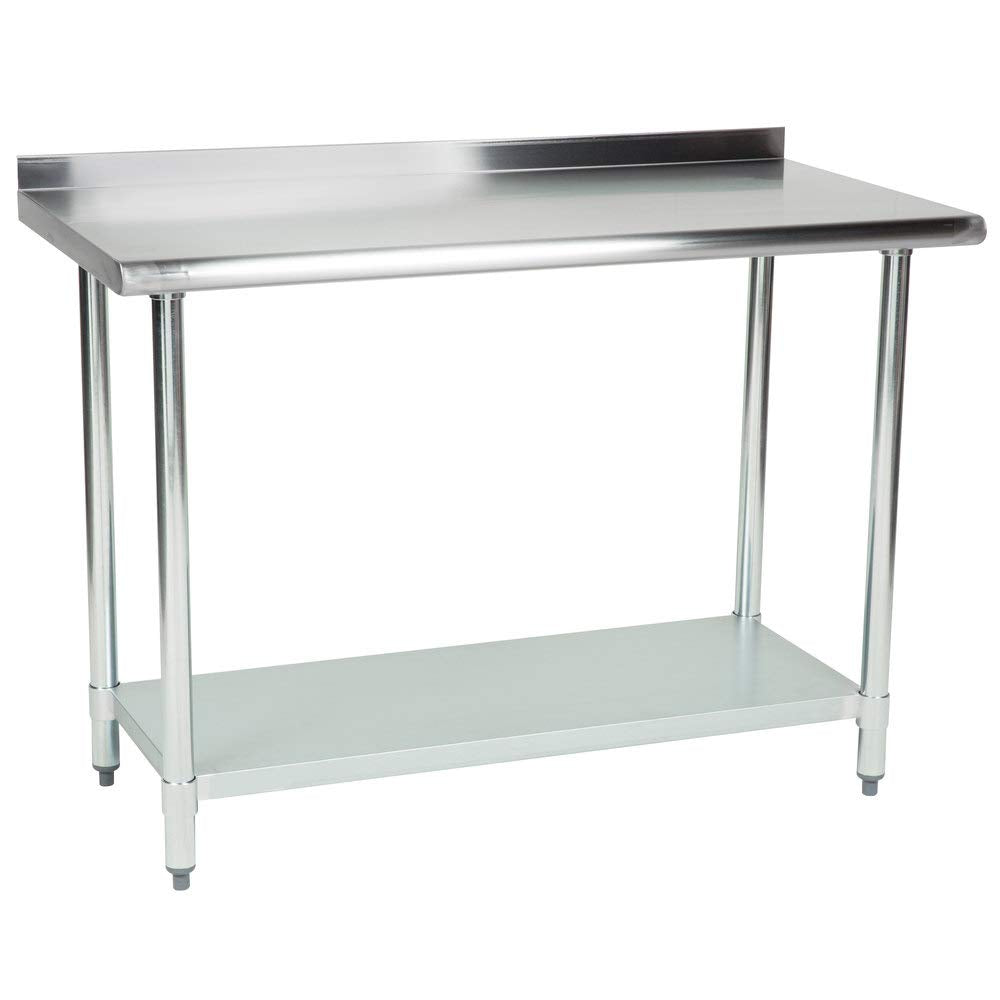 Hakka 24" x 48" 18 Gauge 430 Economy Stainless Steel Commercial Work Table with Undershelf and 2" Rear Upturn