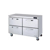 Hakka Brothers 4 Drawers All Stainless Undercounter Refrigerator - 48" wide, 13 cu/ft., R-290 Refrigerant