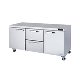 Hakka Brothers 2 Drawers 2 Doors (L, R) All Stainless Undercounter Refrigerator - 72" wide, 20 cu/ft, R-290 Refrigerant