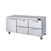 Hakka Brothers 4 Drawers 1 Door (L) All Stainless Undercounter Refrigerator - 72" wide, 20 cu/ft, R-290 Refrigerant