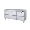 Hakka Brothers 6 Drawers All Stainless Undercounter Refrigerator - 72" wide, 20 cu/ft, R-290 Refrigerant