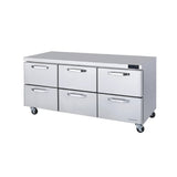Hakka Brothers 6 Drawers All Stainless Undercounter Refrigerator - 72" wide, 20 cu/ft, R-290 Refrigerant