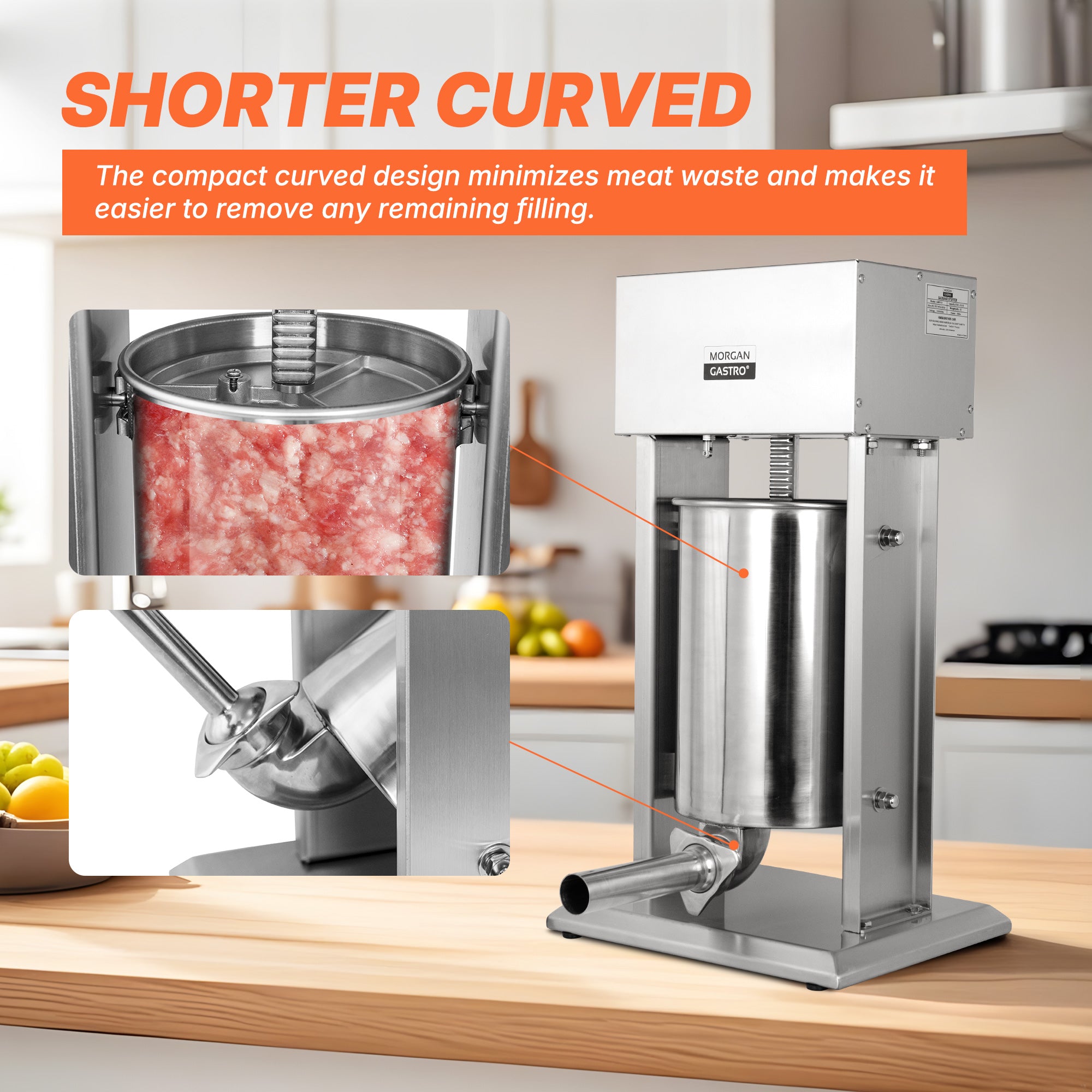 Morgangastro 12L/25lb Electric Sausage Stuffer, 200W 304 Stainless