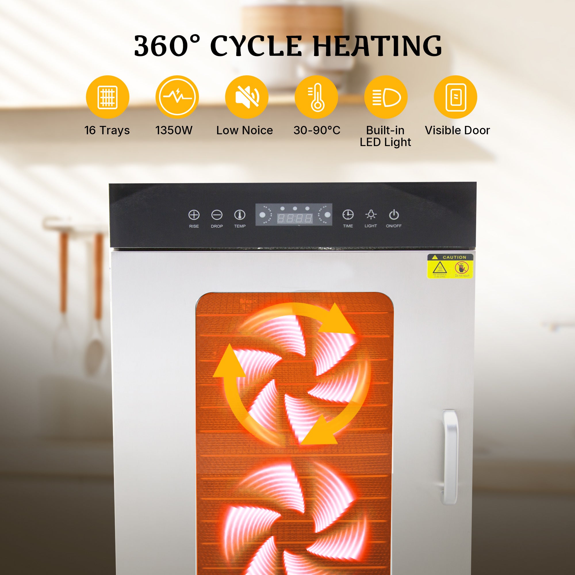 Hakka 16 Trays Food Dehydrator Fruit Vegetable Drying Adjustable