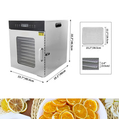 Hakka 12 Tray Food Dehydrator Commercial Stainless Steel Fruit Meat Jerky Dryer