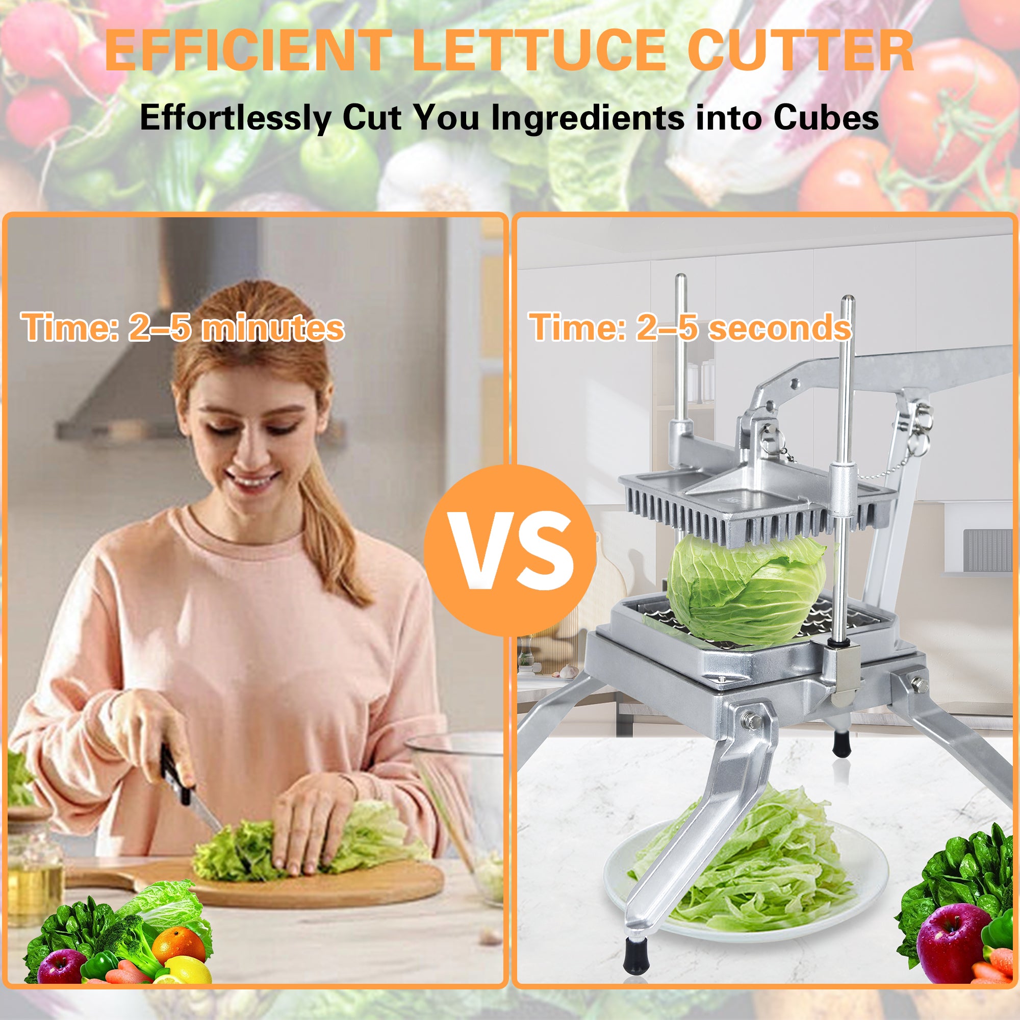 Hakka Commercial Stainless Steel Lettuce Cutter Include 3 Blades(1 * 1 ...
