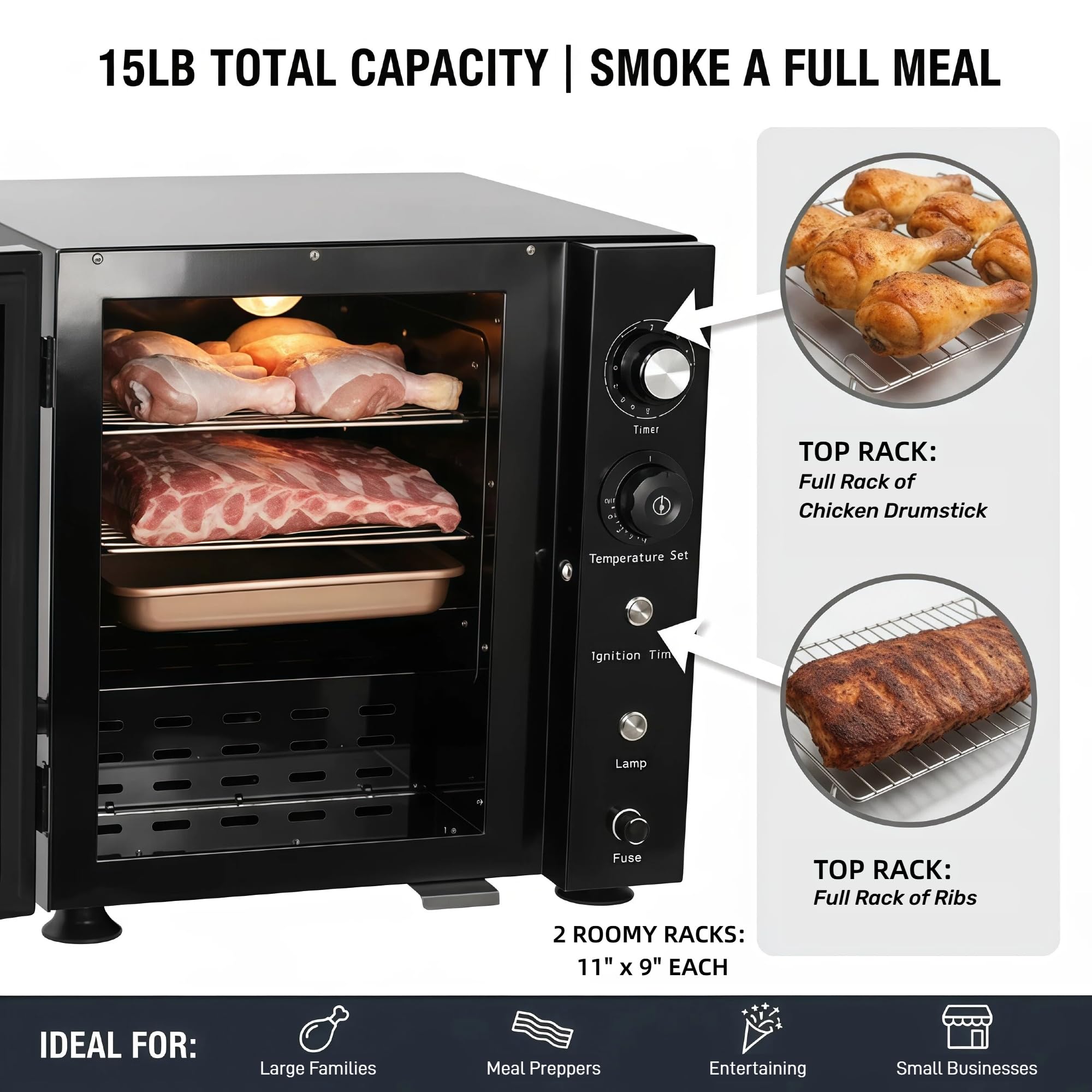 Hakka Bros 2-Layer Electric Smoker with Timer & Temperature