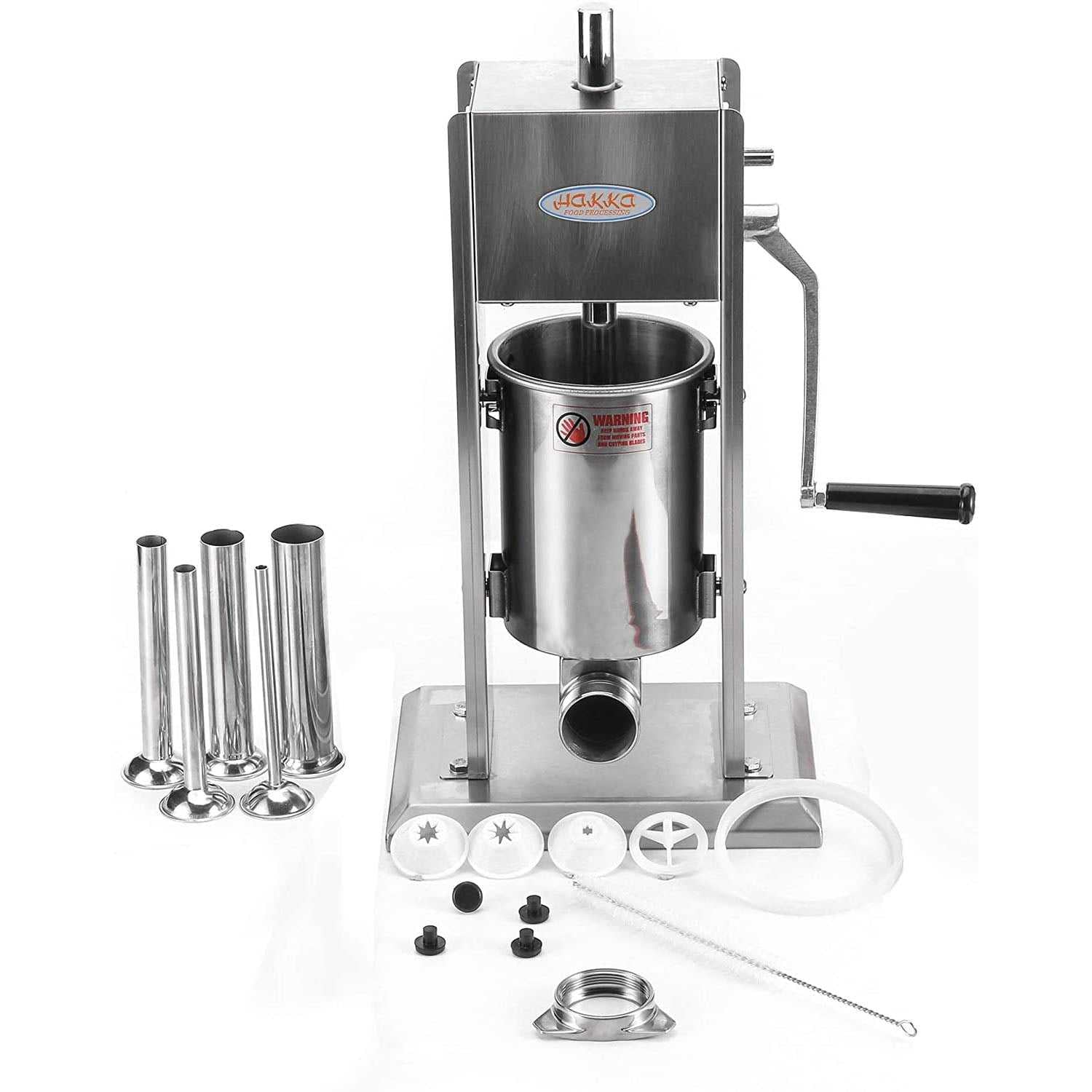 Hakka 7Lb Stainless Steel Sausage Stuffer - Vertical Design With 4 Nozzle Sizes