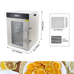 Hakka 16 Trays Food Dehydrator Fruit Vegetable Drying Adjustable Time Temp