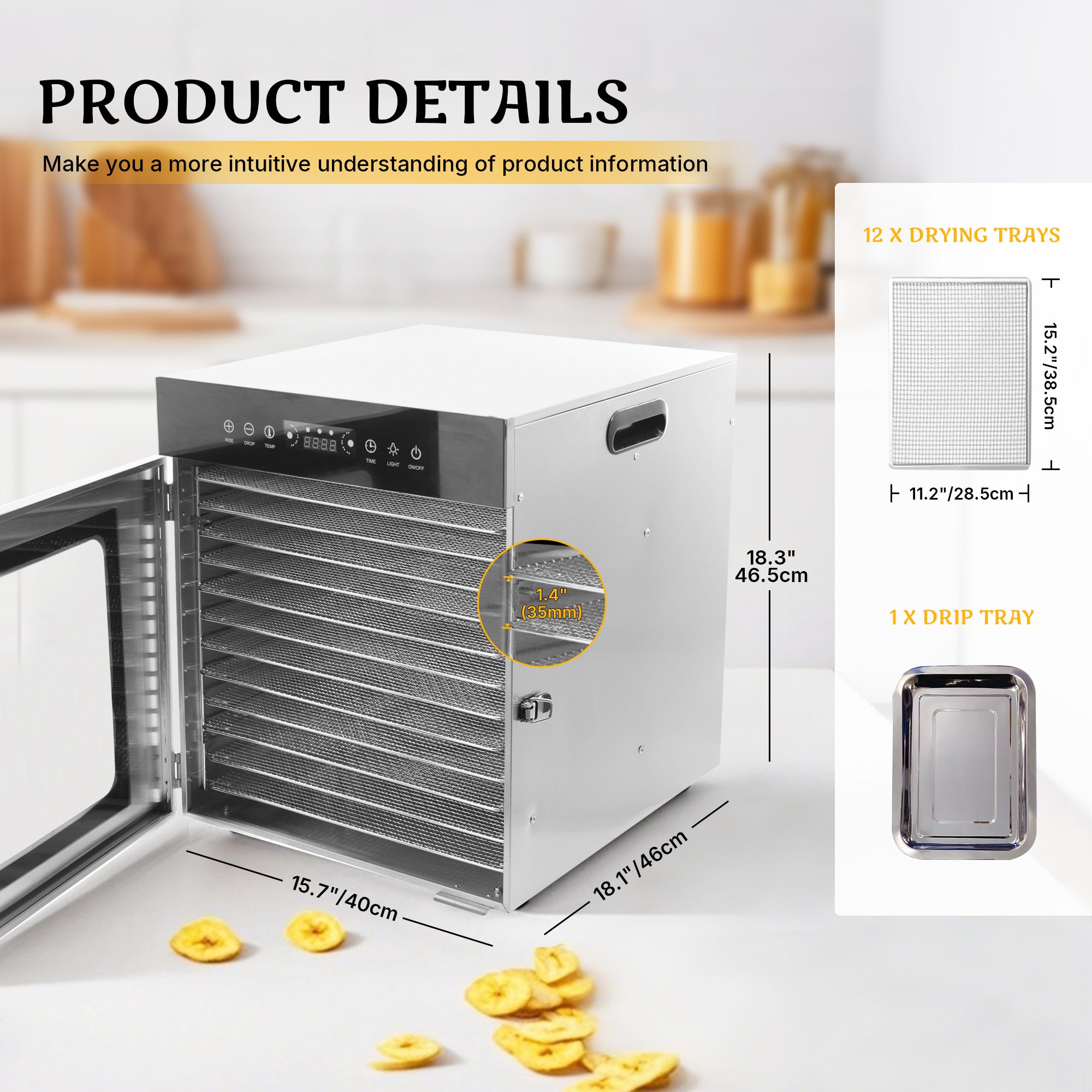 Hakka 12 Tray Food Dehydrator Commercial Stainless Steel Fruit