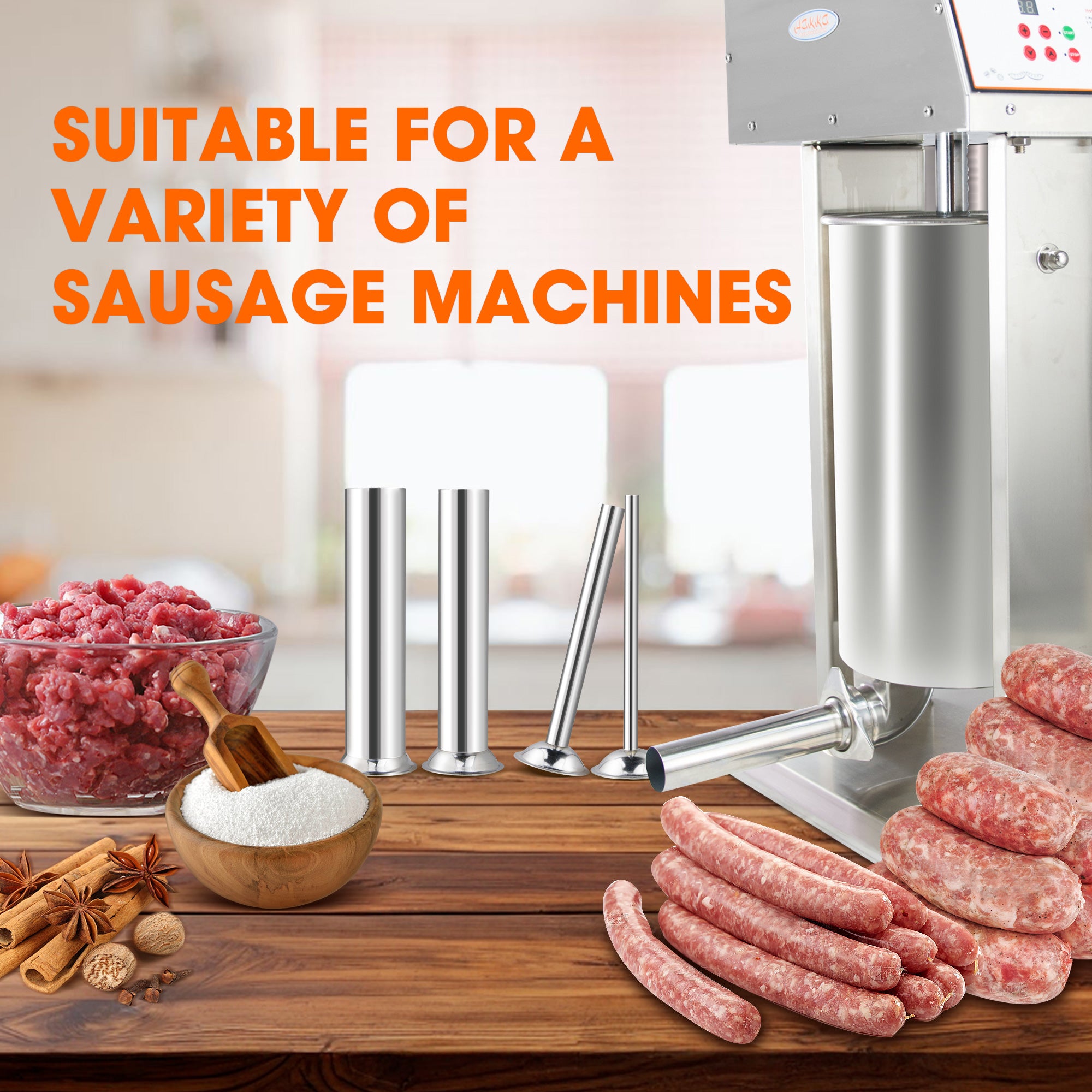 Check Stuffer Size Hakka 5 Sizes of Stainless Steel Tubes for Manual Sausage Stuffer ...