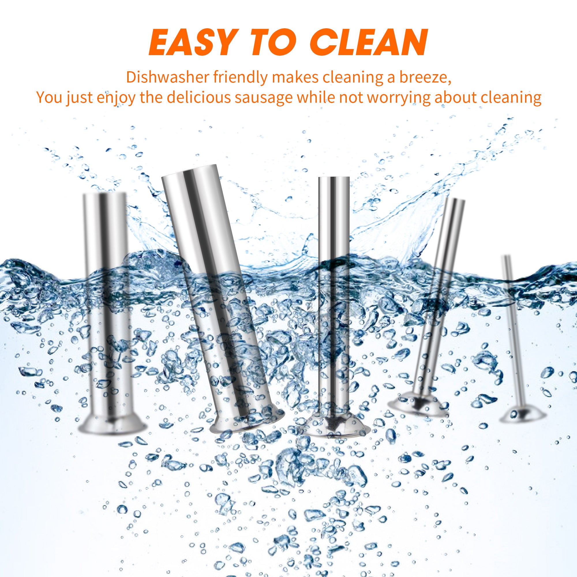 Hakka 5 Sizes of Stainless Steel Tubes for Manual Sausage Stuffer ...