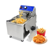 EasyRose 11.8L Commercial Electric Deep Fryer with Basket, 1800W, 304 Stainless Steel, 122–392°F