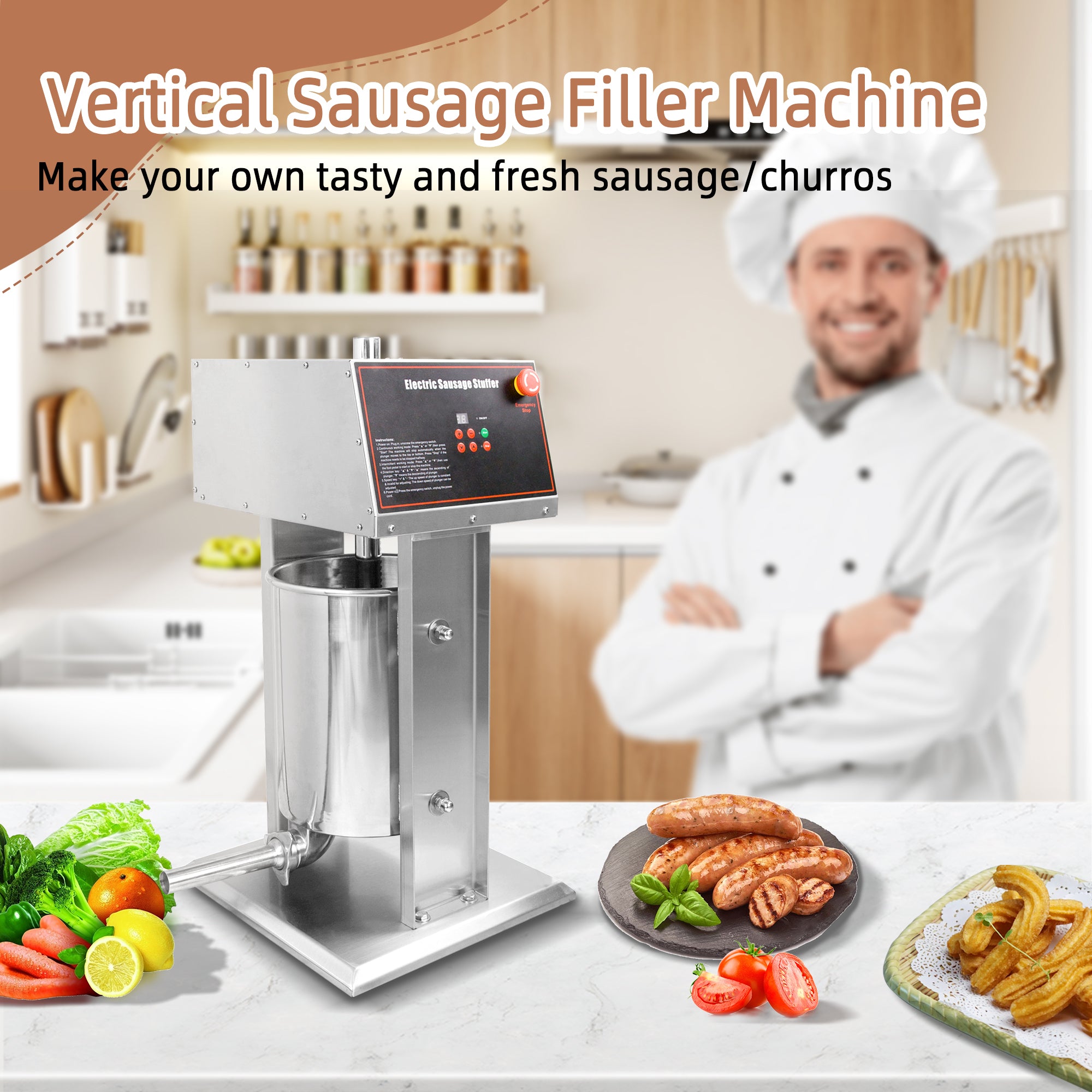 Hakka 20L/44lb Electric Sausage Stuffer Machine, Stainless Steel