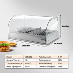 Hakka Brothers 25L Commercial Countertop Bakery Display Case with Warmer System