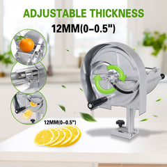 Hakka Commercial Vegetable Slicer Manual Fruit Slicer 0.2-10mm Thickness Adjustable