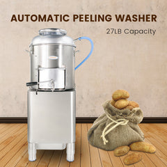 Hakka Electric Potato Peeler Automatic Peeler,110V Commercial Potato Peeler Machine,420 lb/h Stainless Steel Peeler Washer