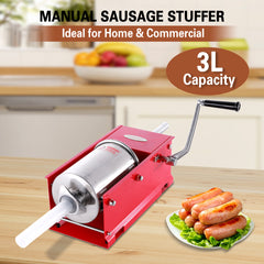 Hakka 7 Lbs(3 Liter) Sausage Stuffers 2 Speed Spray-painted Horzontal Sausage Makers