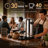 EasyRose 40 cup commercial coffee urn fast brewing time and capacity