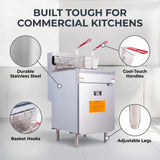 EasyRose 75 Lb Commercial LPG Deep Fryer, 5 Burners, 150,000 BTU Floor Fryer With 2 Baskets, ETL Listed-3