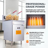 EasyRose 75 Lb Commercial Natural Gas Deep Fryer, 5 Burners, 150,000 BTU Floor Fryer With 2 Baskets, ETL Certified-2