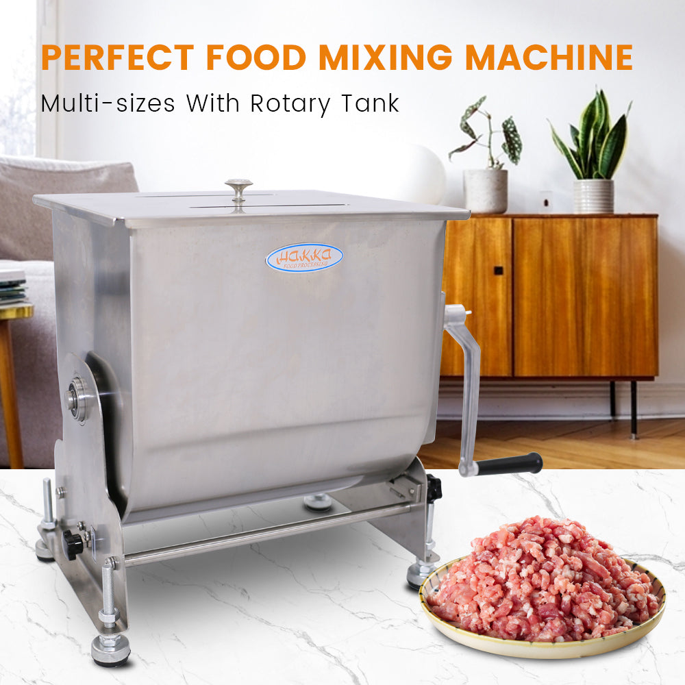 CMI Commercial Tilting Mixer Stainless Steel Manual Meat Mixers with Lid,  20Lb/10L Tilt Tank,(Mixing Maximum 15Lb for Meat),Sausage Mixer Machine  Meat