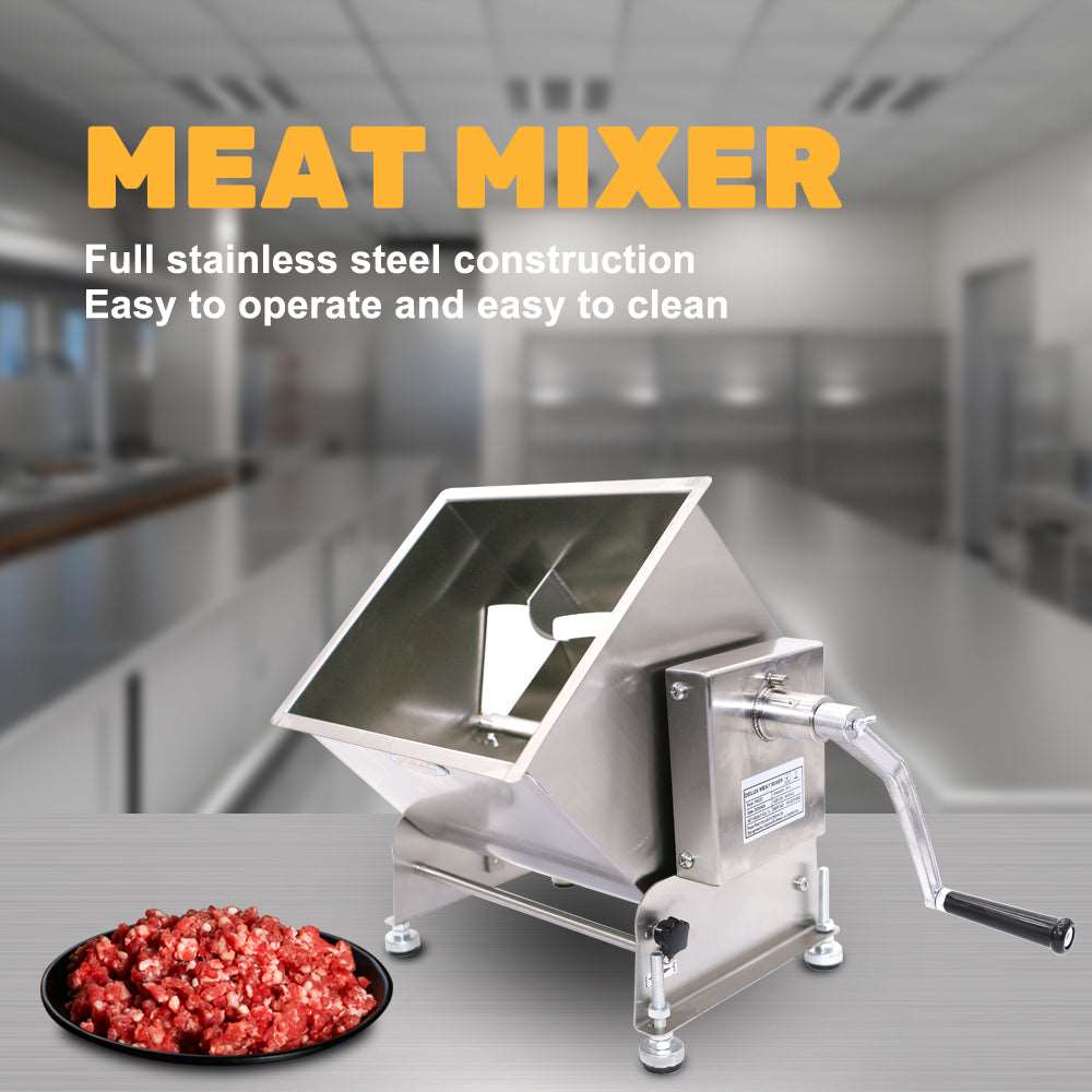 CMI Commercial Tilting Mixer Stainless Steel Manual Meat Mixers with Lid,  20Lb/10L Tilt Tank,(Mixing Maximum 15Lb for Meat),Sausage Mixer Machine  Meat
