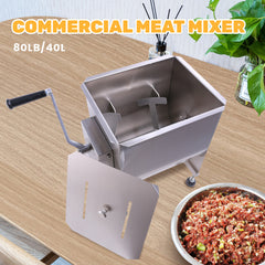 Hakka 30Liter/60lb Capacity Stainless Steel Manual Meat Mixers , Fixed Tank,Sausage Mixer Machine(Official Refurbishment)