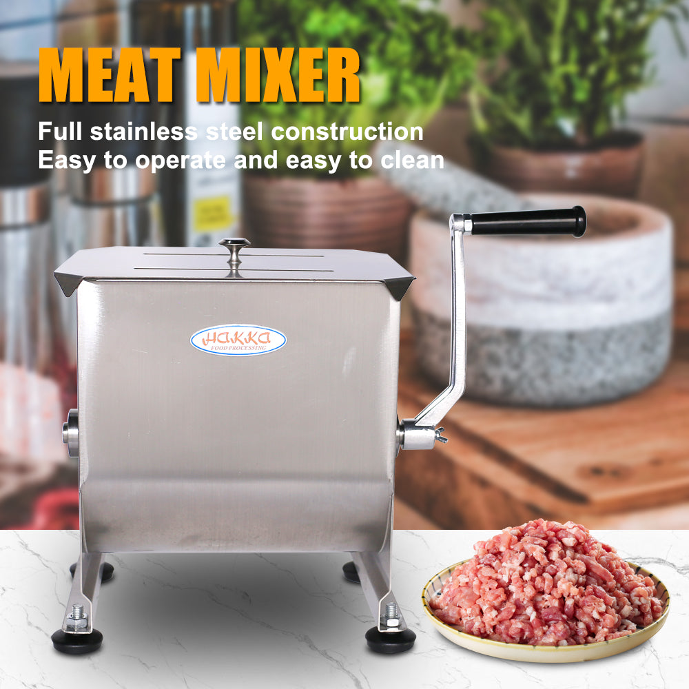 Hakka 60-Pound/30-Liter capacity Tank Stainless Steel Manual Meat Mixer (Mixing Maximum 60-Pound for Meat)