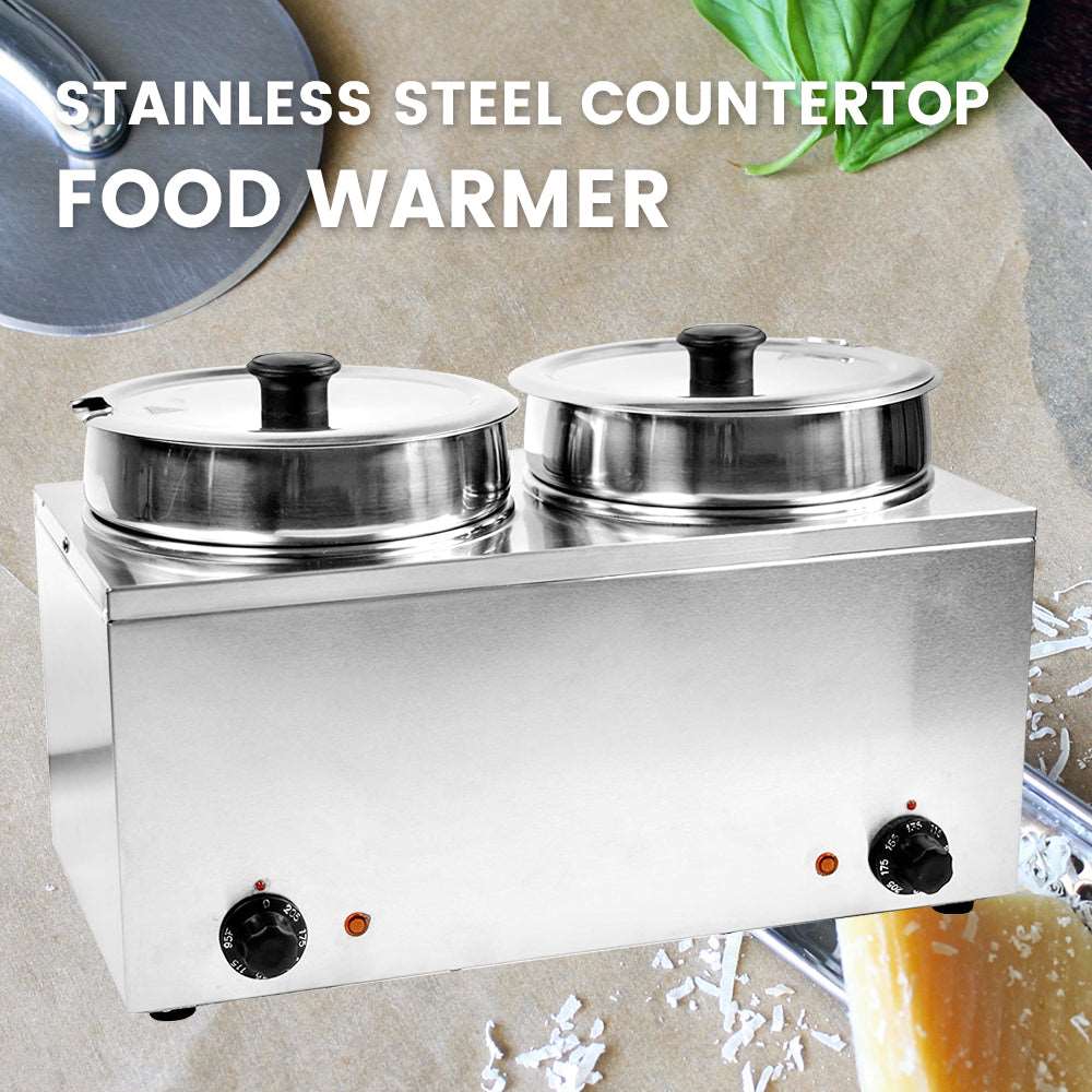 Hakka Bain-Marie Professionnel Électrique 2 X GN1/2 – Chauffe-Plats Avec Robinet Vidange, Température 30-85 °C Pour Buffet, Traiteur Et Restaurant