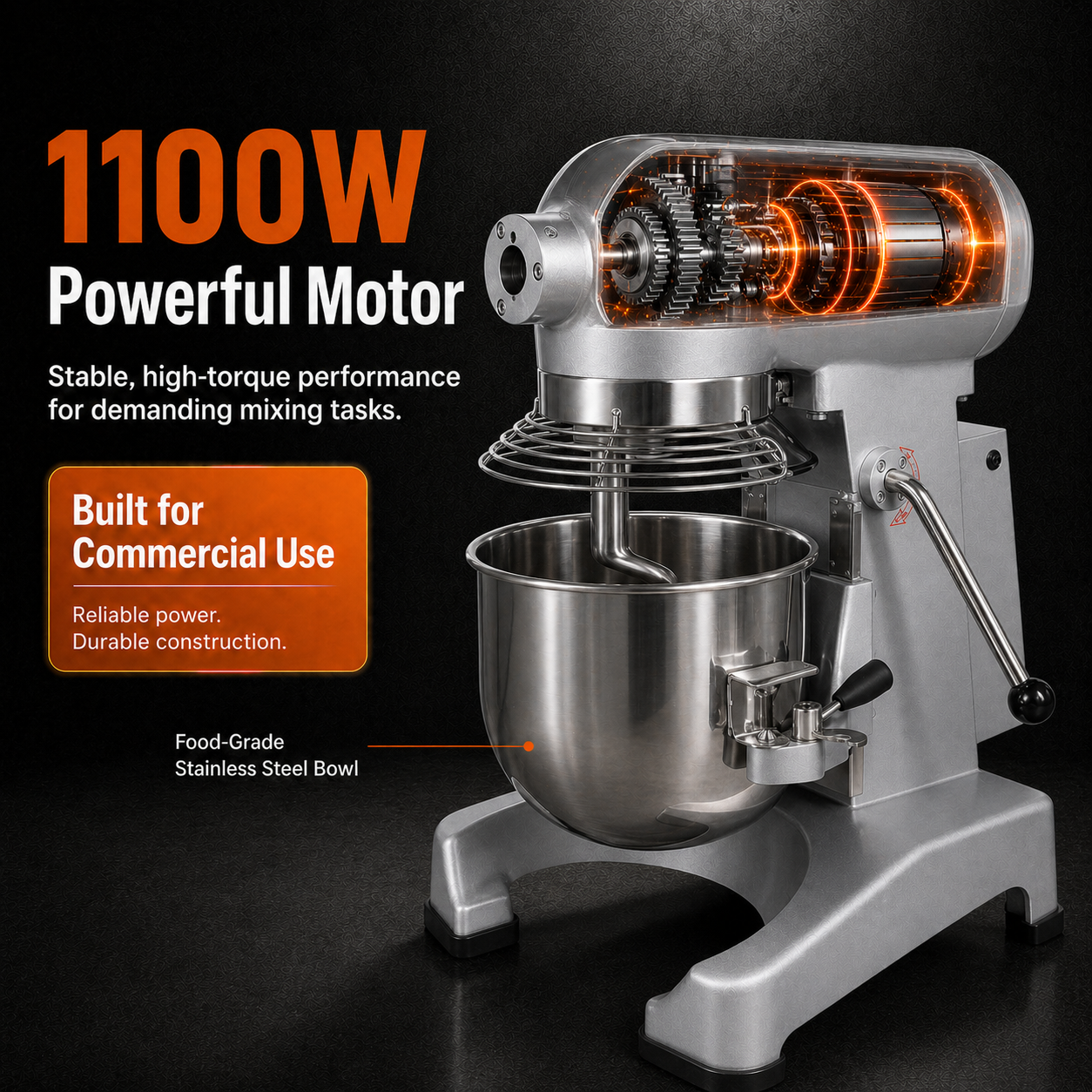 Hakka 20Qt Commercial Planetary Stand Mixer with Attachment Hub
