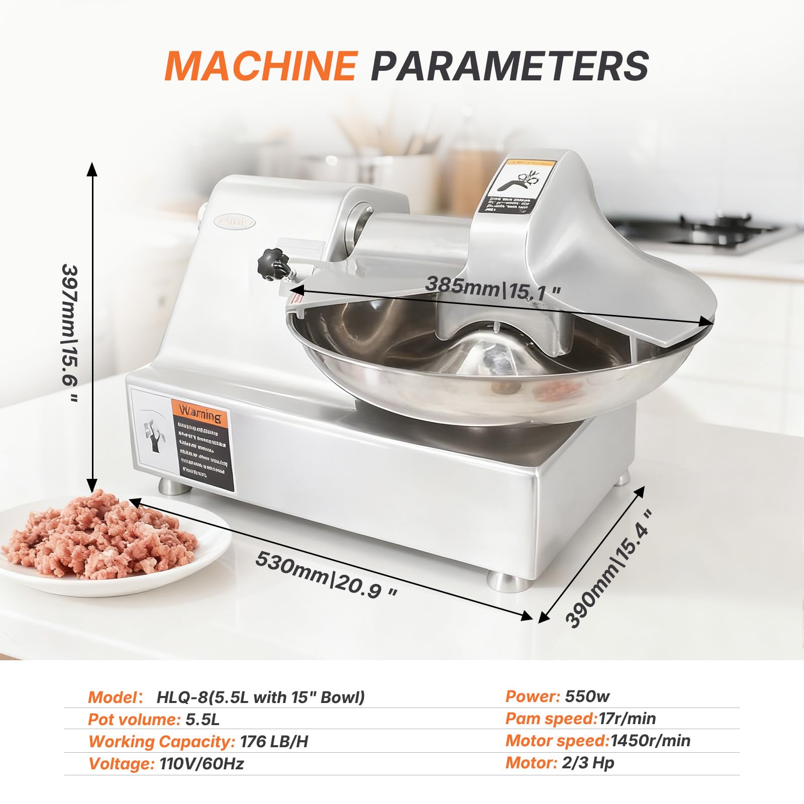 Hakka 44 Lbs Stainless Steel Manual Meat Mixer - Hand Crank Mixer For Butchers & Restaurants - View #4